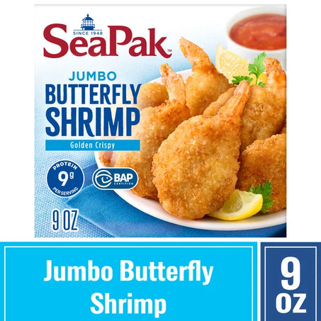 SeaPak Jumbo Butterfly Shrimp with Crispy Breading, Easy to Bake, Frozen