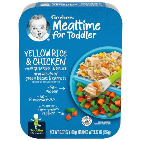 Gerber Yellow Rice And Chicken With Vegetables In Sauce Toddler Food Tray