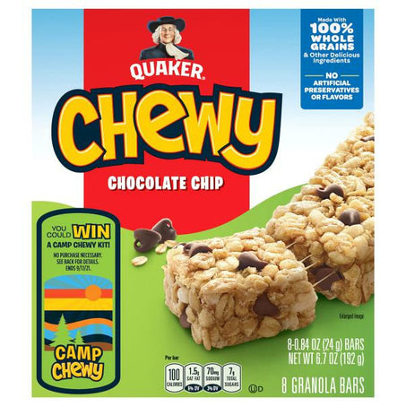 Quaker Granola Bars, Chocolate Chip • 8 x 0.84 oz