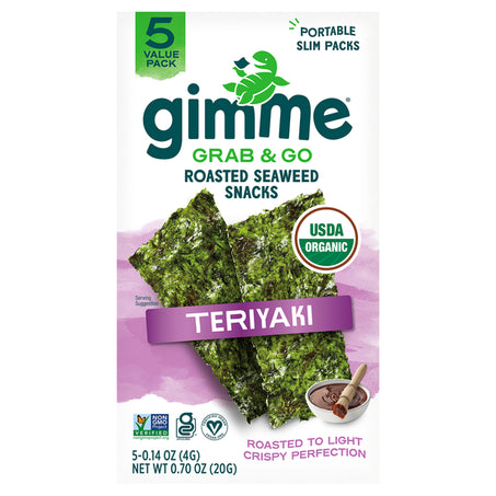 gimMe Seaweed Snacks, Roasted, Organic, Teriyaki, 5 Value Pack
