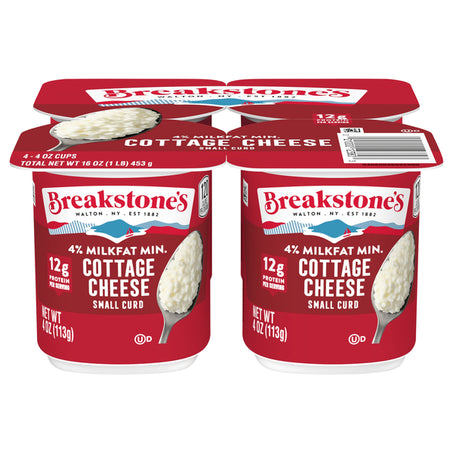 Breakstone's Cottage Cheese, 4% Milkfat Min, Small Curd • 4 x 4 oz