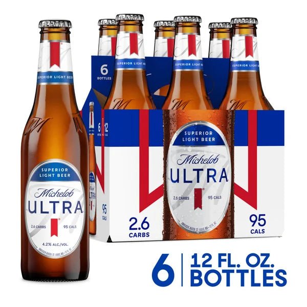 Michelob ULTRA Superior Light American Lager Beer 12 Pack, 12 Fl Oz Bottles - Green Basket Marco Island