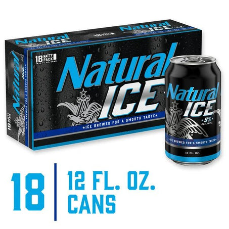 Natural Ice Beer, 18 Pack 12 fl oz Cans, 5.9% ABV - Green Basket Marco Island