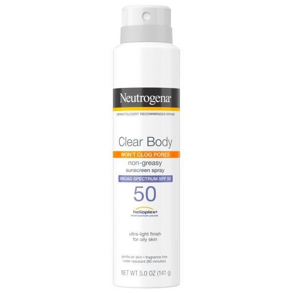 Neutrogena Clear Body SPF 50 Sunscreen Spray, Non - Comedogenic 5 oz - Green Basket Marco Island