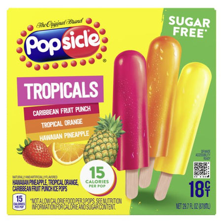 Popsicle Ice Pops Tropicals Sugar Free 18 ct - Green Basket Marco Island