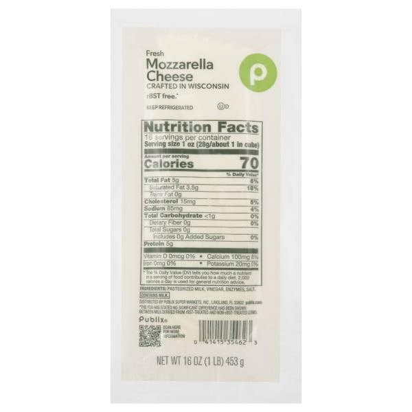 Publix Deli Cheese, Fresh, Mozzarella 16 oz - Green Basket Marco Island