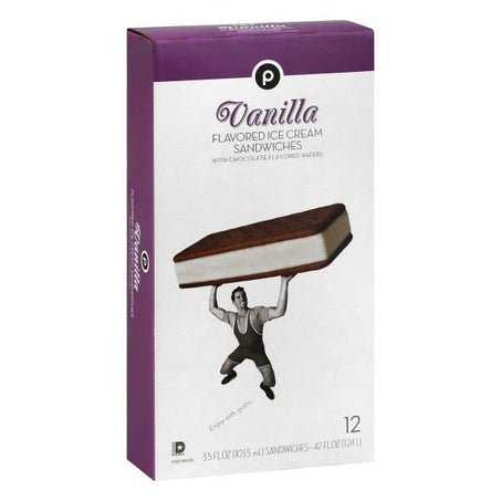 Publix Ice Cream Sandwich, Flavored, Vanilla 12 ct - Green Basket Marco Island
