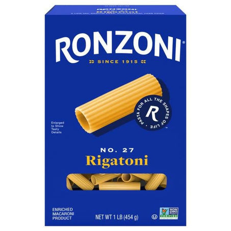 Ronzoni Rigatoni Pasta, 16 oz, Large, Ribbed Tubes - Green Basket Marco Island