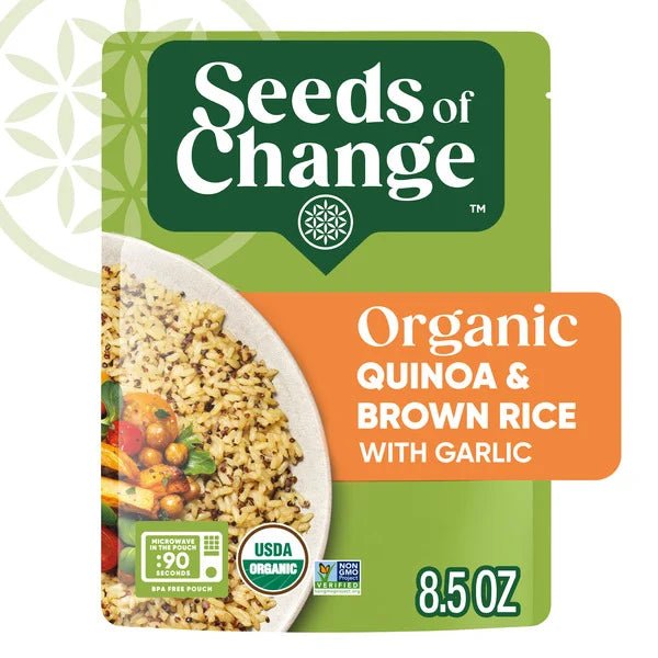 SEEDS OF CHANGE Organic Quinoa & Brown Rice with Garlic Pouch - Green Basket Marco Island