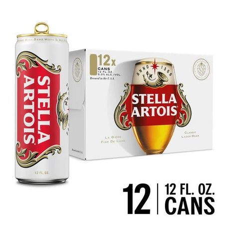 Stella Artois Classic Lager Beer 12 Pack 12 Fl Oz Cans - Green Basket Marco Island