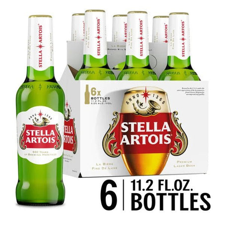 Stella Artois Lager, 12 Pack Beer - 11.2 Fl Oz Bottles - Green Basket Marco Island