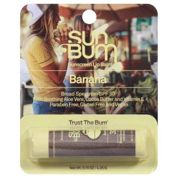 Sun Bum Lip Balm, Sunscreen, Banana, Broad Spectrum SPF 30 - Green Basket Marco Island
