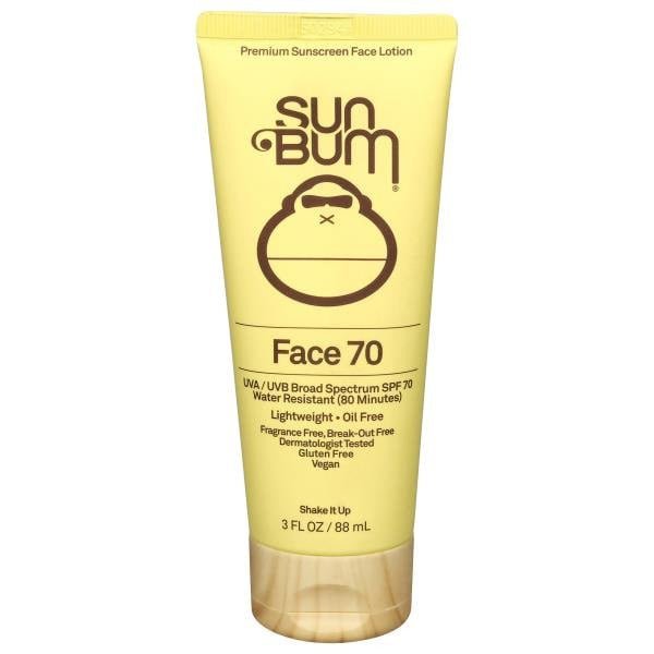 Sun Bum Sunscreen Face Lotion, Premium, Broad Spectrum SPF 70 3 fl oz - Green Basket Marco Island