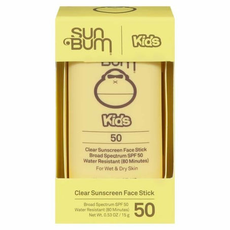 Sun Bum Sunscreen Face Stick, Clear, Broad Spectrum SPF 50, Kids 0.53 oz - Green Basket Marco Island