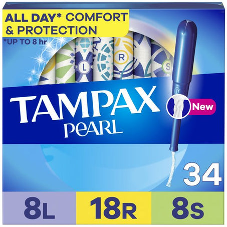TAMPAX Pearl Tampons Multipack with Leak Guard Braid, Light/Regular/Super - Green Basket Marco Island