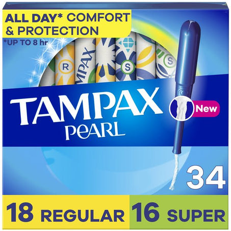 TAMPAX Pearl Tampons Multipack with Leak Guard Braid, Regular/Super - Green Basket Marco Island