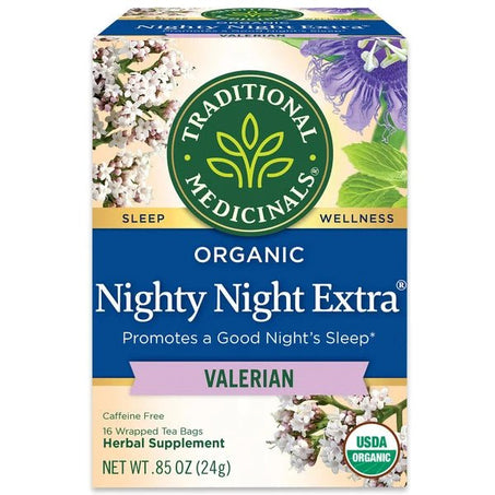 Traditional Medicinals Organic Nighty Night Extra, Caffeine Free Herbal Tea 16 ct - Green Basket Marco Island