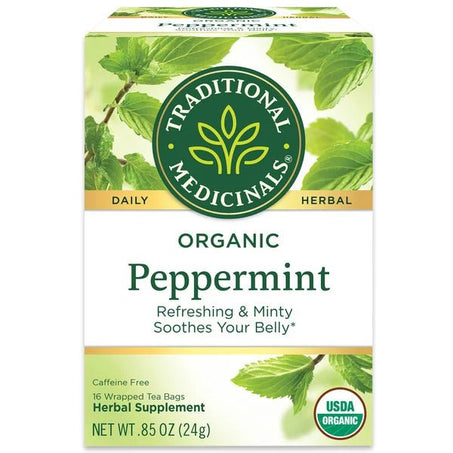 Traditional Medicinals Organic Peppermint, Caffeine Free Herbal Tea 16 ct - Green Basket Marco Island