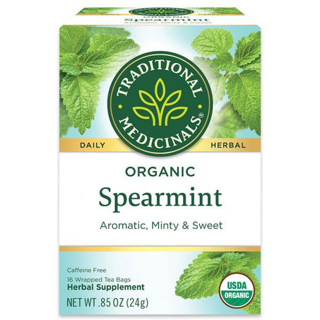 Traditional Medicinals Organic Spearmint, Caffeine Free Herbal Tea 16 ct - Green Basket Marco Island