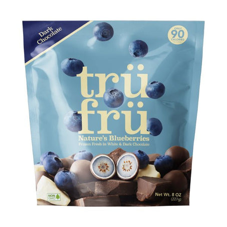 Tru Fru Nature's Blueberries Hyper - Chilled in White & Dark Chocolate 8 oz - Green Basket Marco Island