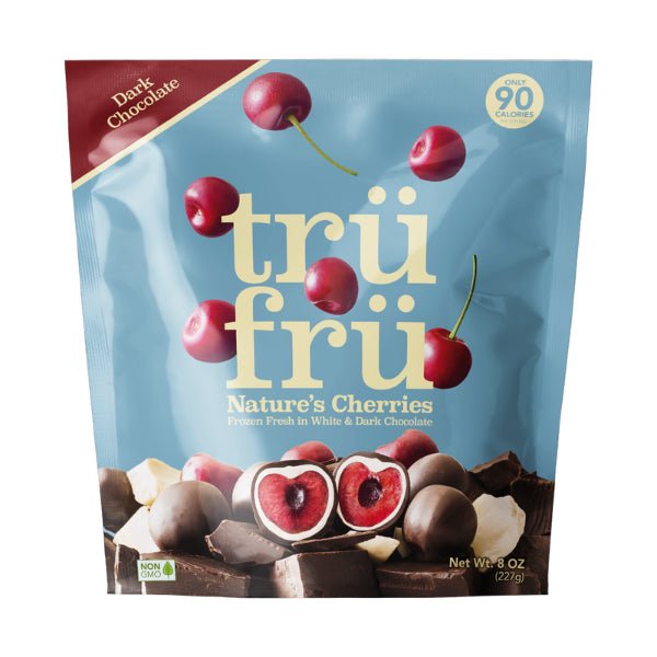 Tru Fru Nature's Cherries Hyper - Chilled in White & Dark Chocolate 8 oz - Green Basket Marco Island