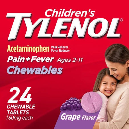 TYLENOL Chewables With 160 Mg Acetaminophen, Grape 24 ct - Green Basket Marco Island