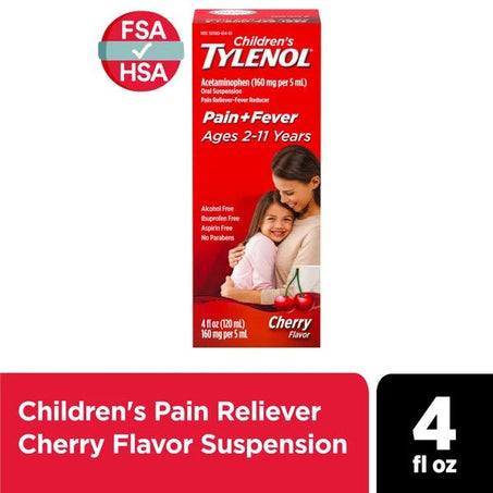 TYLENOL Pain + Fever Relief Medicine, Cherry 4 fl oz - Green Basket Marco Island