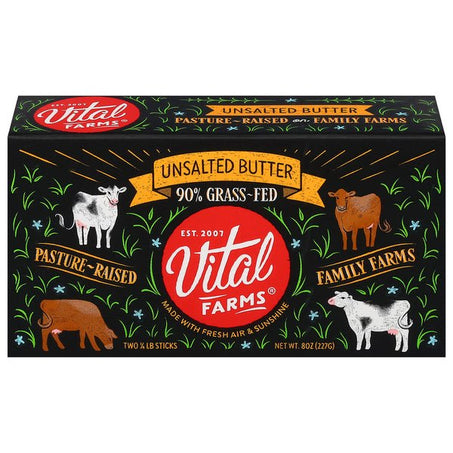 Vital Farms Grass - Fed Unsalted Butter 8 oz - Green Basket Marco Island