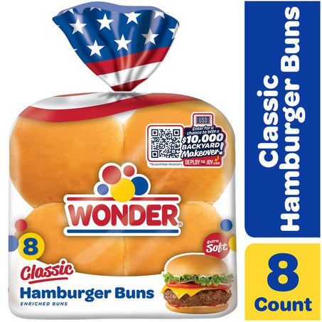 Wonder Bread Bread Classic Hamburger Buns, White Bread Hamburger Buns, 8 Count - Green Basket Marco Island