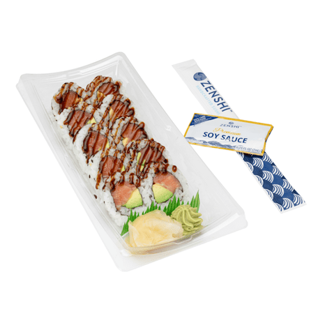 ZENSHI Handcrafted Sushi Yuzu Teriyaki Salmon Avocado Roll 10 ct - Green Basket Marco Island